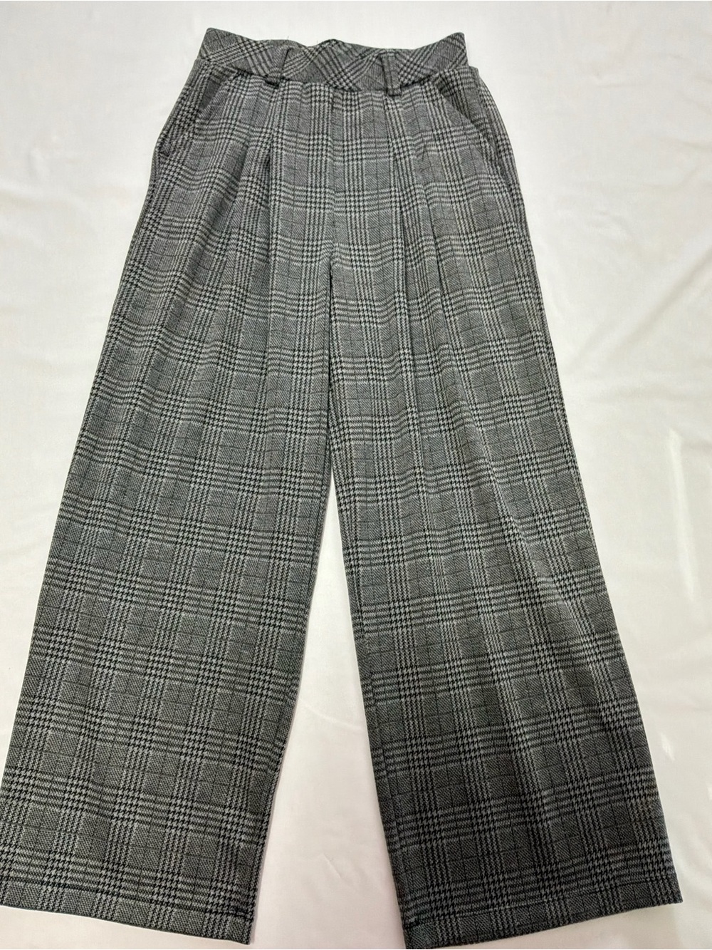 HALARA Grey Plaid Wide-Leg Trousers